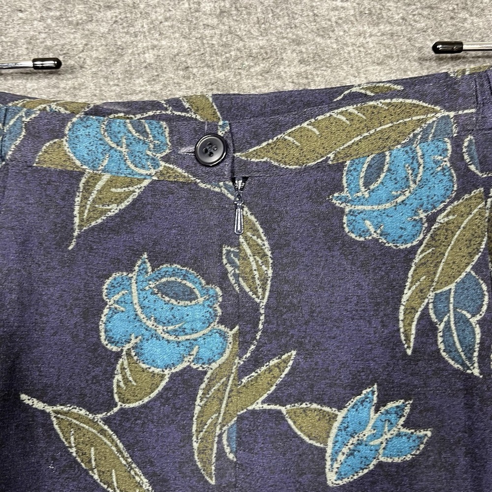 Vintage Rena Rowan Maxi Skirt 14W Blue Floral Straight Lined Slit Modest 90s - Picture 12 of 16